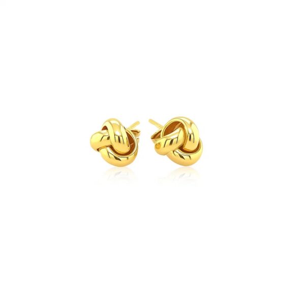 10k Yellow Gold Love Knot Stud Earrings(9mm) - alternate view 2