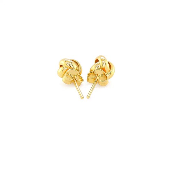 10k Yellow Gold Love Knot Stud Earrings(9mm) - alternate view 3