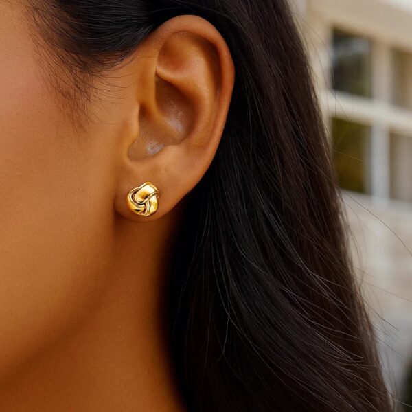 10k Yellow Gold Love Knot Stud Earrings(9mm) - alternate view 5