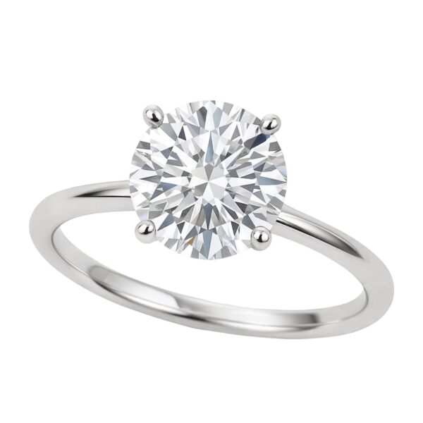 2 Carat Round Lab Grown IGI G/VS1 Diamond Solitaire Ring in 14K White Gold