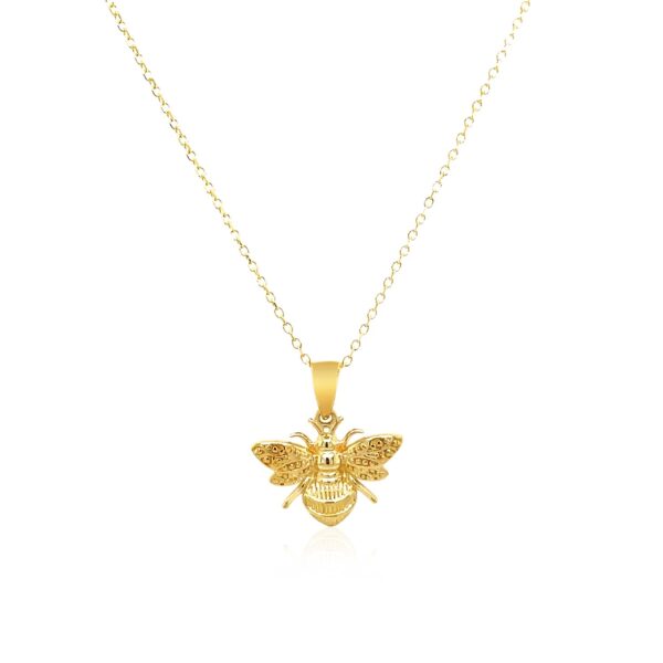 14K Yellow Gold Bee Necklace - alternate view 2