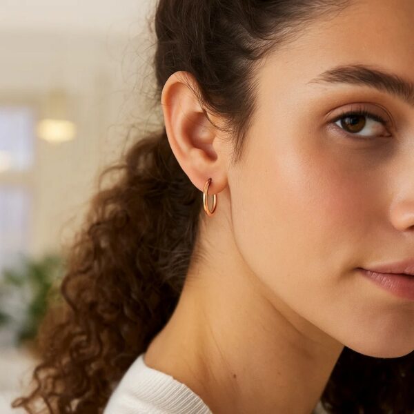 Classic Hoop Earrings in 14K Rose Gold (2x20 mm) - alternate view 2