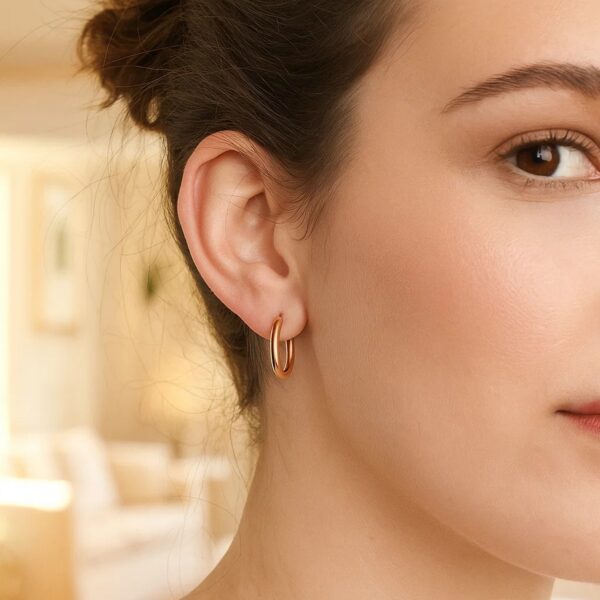 Classic Hoop Earrings in 14K Rose Gold (2x20 mm) - alternate view 4