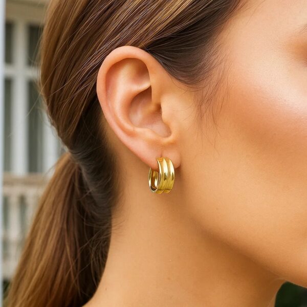 Medium Concave Hoop Earrings in 14K Yellow Gold - alternate view 3