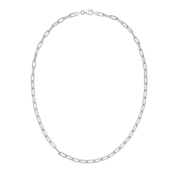 Sterling Silver Rhodium Plated Round Link Paperclip Chain (4.10 mm) - alternate view 2