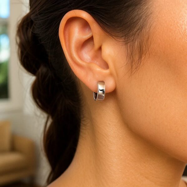 14k White Gold Snuggable Hoop Earrings - alternate view 3