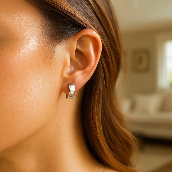14k White Gold Snuggable Hoop Earrings - alternate view 4