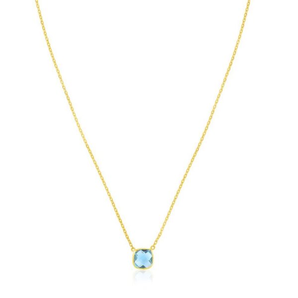 14k Yellow Gold 17 inch Necklace with Cushion Blue Topaz - alternate view 5