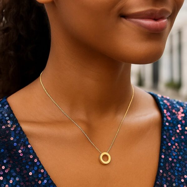 14K Yellow Gold Yours Truly Block Letter Initial O Necklace - alternate view 3