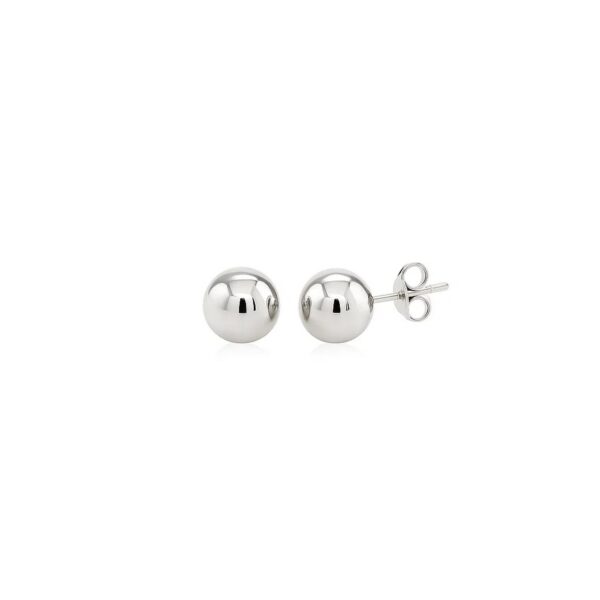 14k White Gold Spherical Stud Earrings (7.0 mm) - alternate view 2