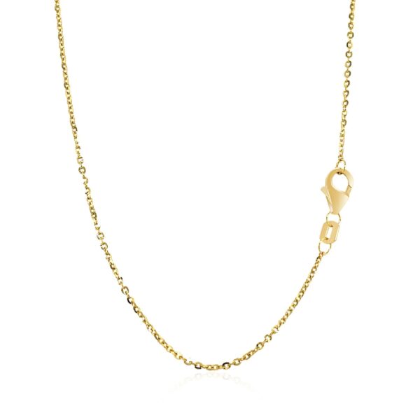 14k Yellow Gold Chain Necklace with a Shiny Flat Bar - alternate view 2