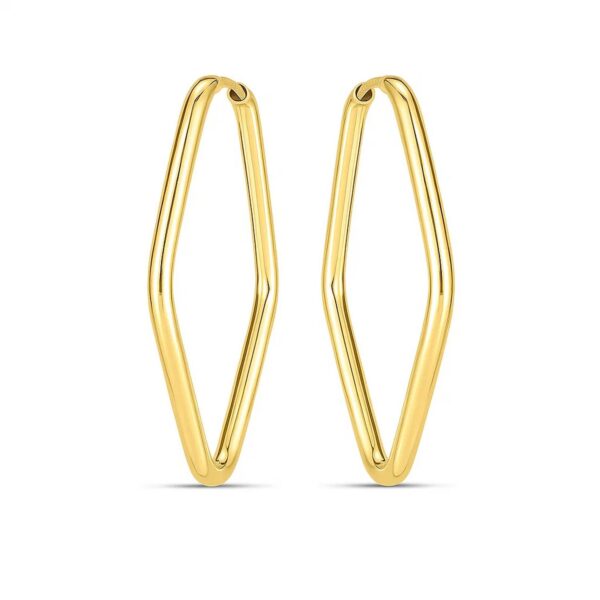 14k Yellow Gold Endless Marquise Hoops - alternate view 2