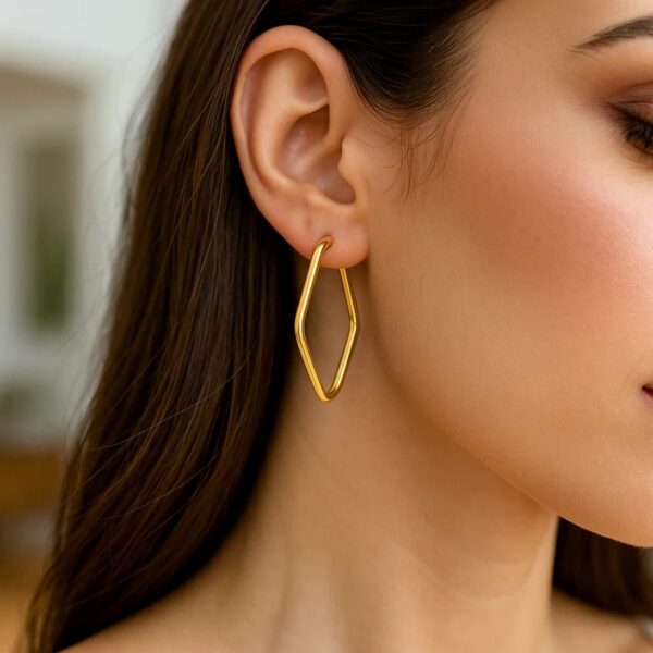 14k Yellow Gold Endless Marquise Hoops - alternate view 5