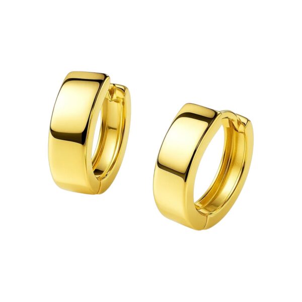14k Yellow Gold Snuggable Hoop Earrings - alternate view 2
