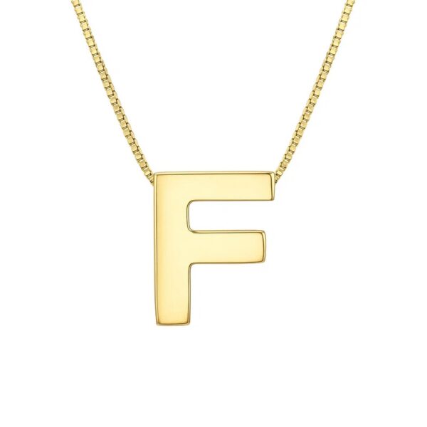 14K Yellow Gold Yours Truly Block Letter Initial F Necklace - alternate view 2