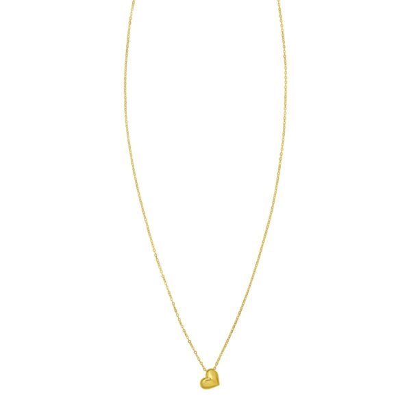 14K Yellow Gold Puffed Mini Heart Pendant Necklace