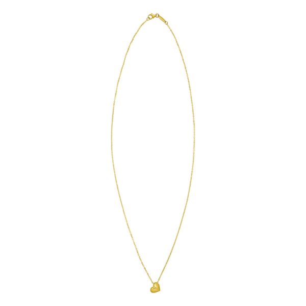 14K Yellow Gold Puffed Mini Heart Pendant Necklace - alternate view 2