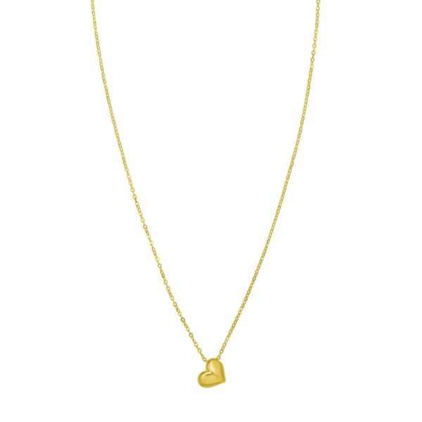 14K Yellow Gold Puffed Mini Heart Pendant Necklace - alternate view 4