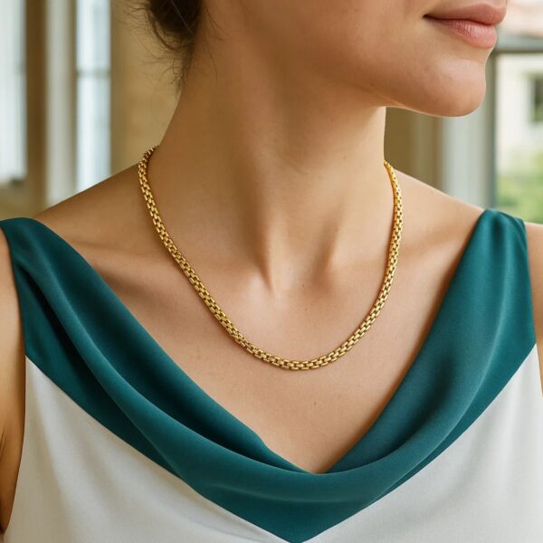 14k Yellow Gold Panther Chain Link Shiny Necklace - alternate view 3