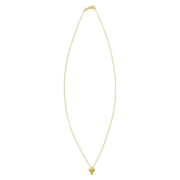 14K Yellow Gold Puffed Mini Cross Pendant Necklace - alternate view 2