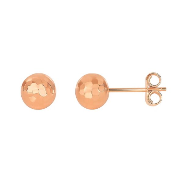 14k Rose Gold Round Faceted Style Stud Earrings(7mm)