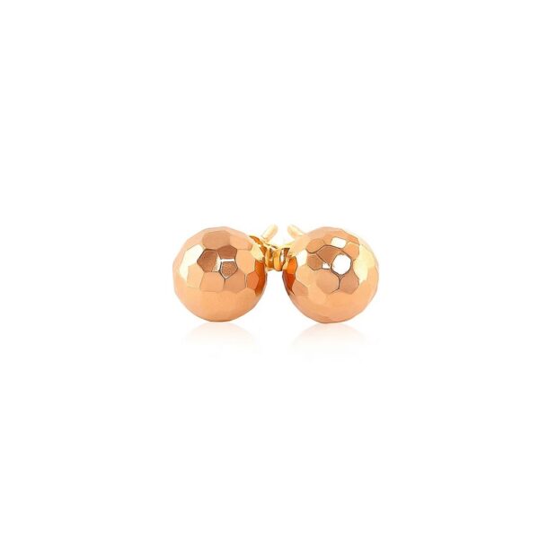14k Rose Gold Round Faceted Style Stud Earrings(7mm) - alternate view 2