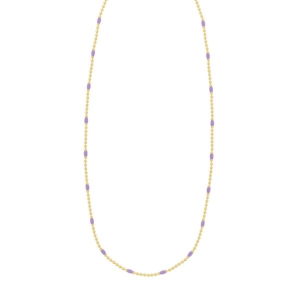 Sterling Silver Gold Plated Purple Enamel Beaded Necklace