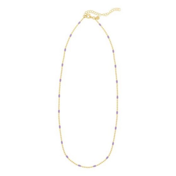 Sterling Silver Gold Plated Purple Enamel Beaded Necklace - alternate view 2
