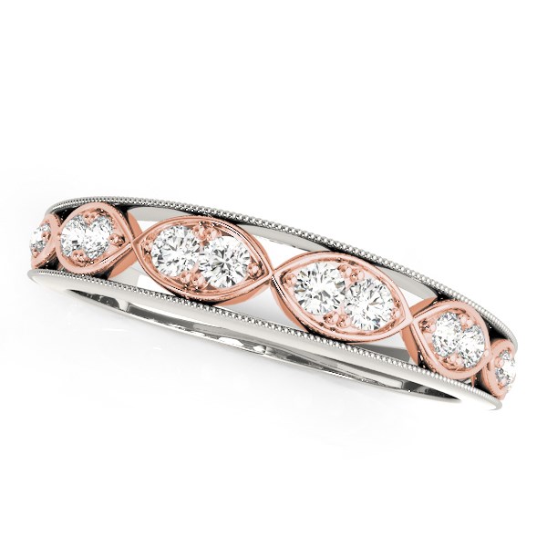 14k White And Rose Gold Infinity Style Diamond Band (1/5 cttw) - White &amp; Rose Gold