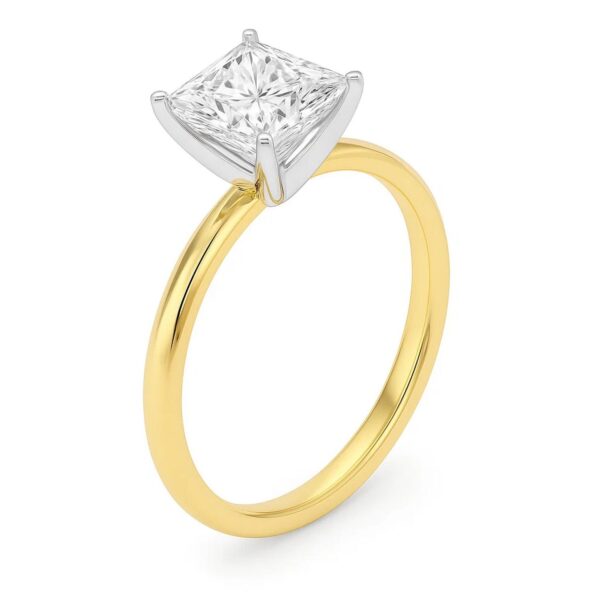 2 Carat Princess Lab Grown IGI G/VS1 Diamond Solitaire Ring in 10K Yellow Gold - alternate view 2