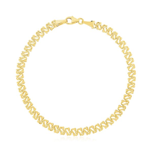 14k Yellow Gold High Polish Textured Fancy Chain Bracelet (4.00 mm)