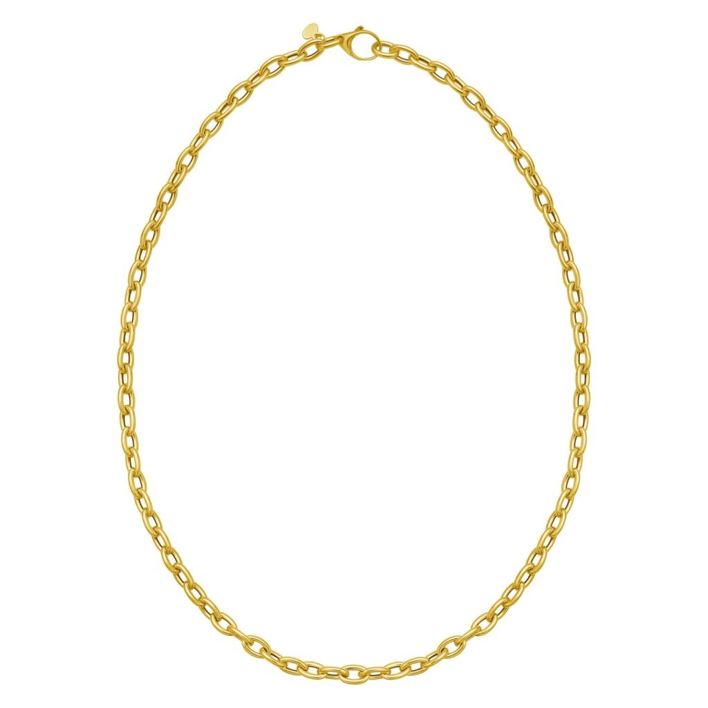 14K Yellow Gold Charm Lock Rolo Chain Necklace (5.10 mm)