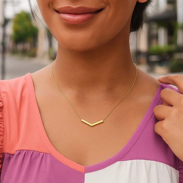 14K Yellow Gold Chevron Necklace - alternate view 4