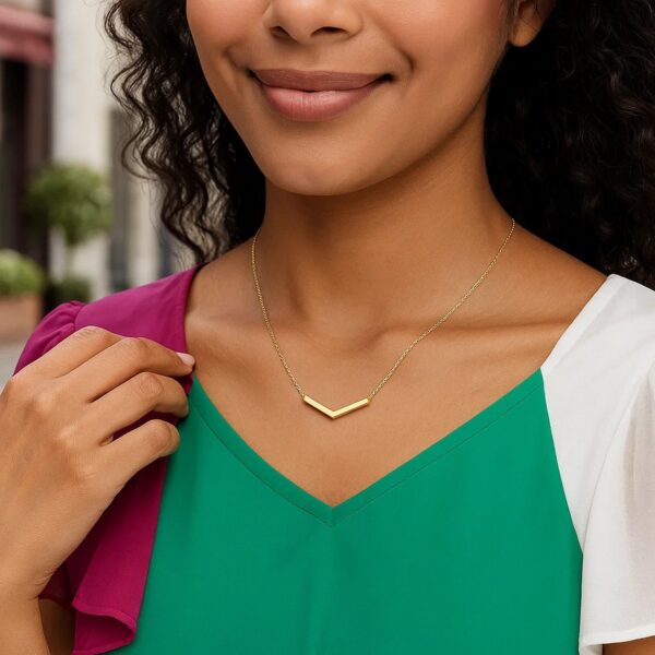 14K Yellow Gold Chevron Necklace - alternate view 5