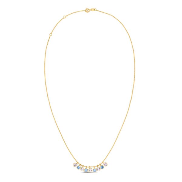 14K Yellow Gold Blue And White Topaz Dancing Drop Necklace - alternate view 2