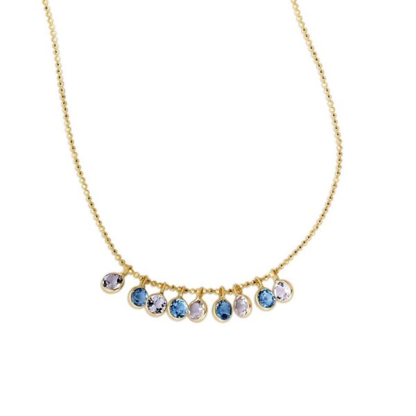 14K Yellow Gold Blue And White Topaz Dancing Drop Necklace - alternate view 3