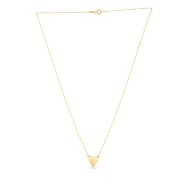 14k Yellow Gold High Polish Elongated Heart Necklace - alternate view 2