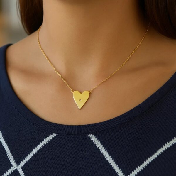 14k Yellow Gold High Polish Elongated Heart Necklace - alternate view 3