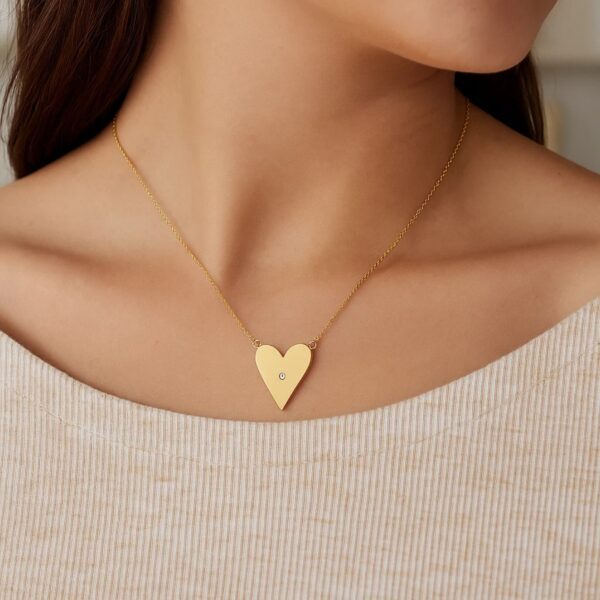14k Yellow Gold High Polish Elongated Heart Necklace - alternate view 4