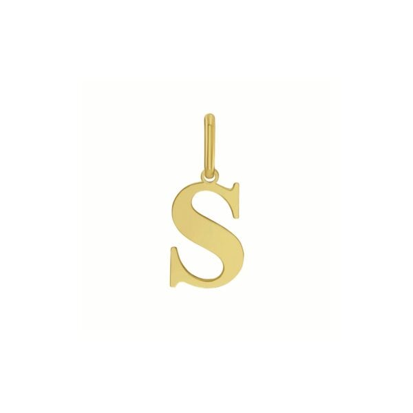 14K Yellow Gold Initial S Charm Pendant