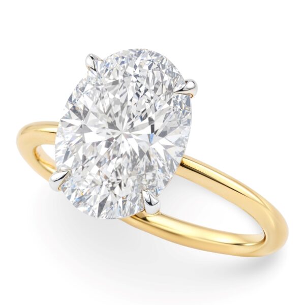 5 Carat Oval Lab Grown IGI G/VS1 Diamond Solitaire Ring in 10K Yellow Gold