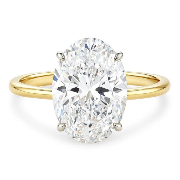 5 Carat Oval Lab Grown IGI G/VS1 Diamond Solitaire Ring in 10K Yellow Gold - alternate view 2