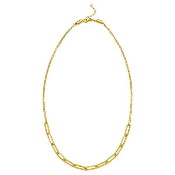 14K Yellow Gold Adjustable Paperclip Link Necklace - alternate view 2