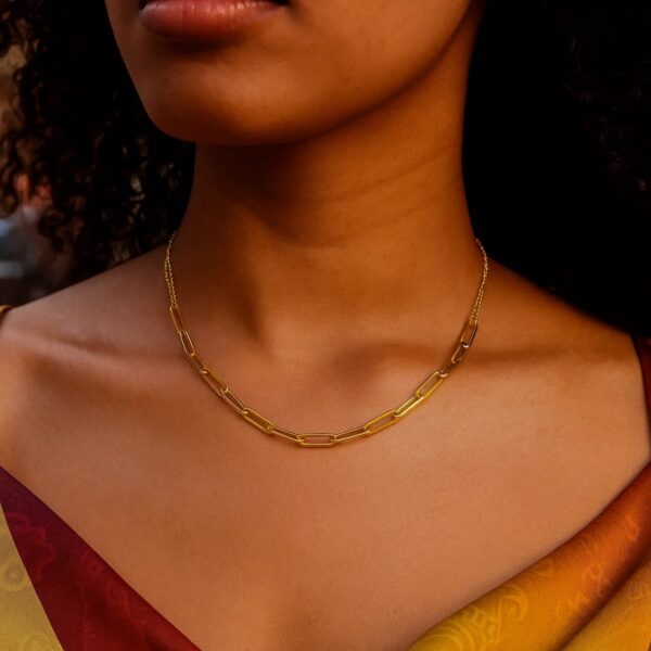 14K Yellow Gold Adjustable Paperclip Link Necklace - alternate view 3