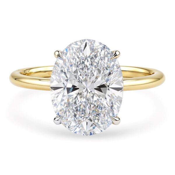 3 Carat Oval Lab Grown IGI G/VS1 Diamond Solitaire Ring in 10K Yellow Gold - alternate view 2