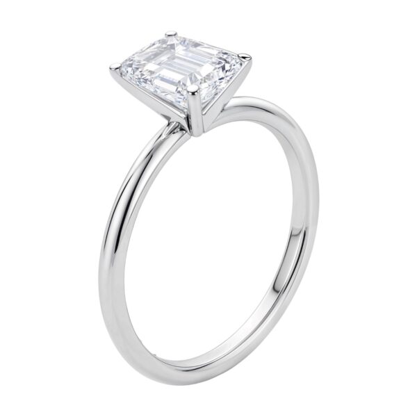 2 Carat Emerald Lab Grown IGI G/VS1 Diamond Solitaire Ring in 14K White Gold - alternate view 2