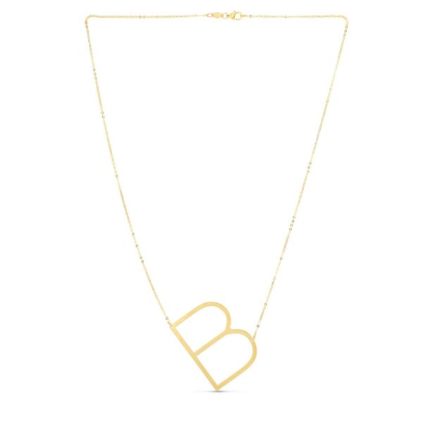 14K Yellow Gold Yours Truly Large Initial B Necklace - alternate view 2