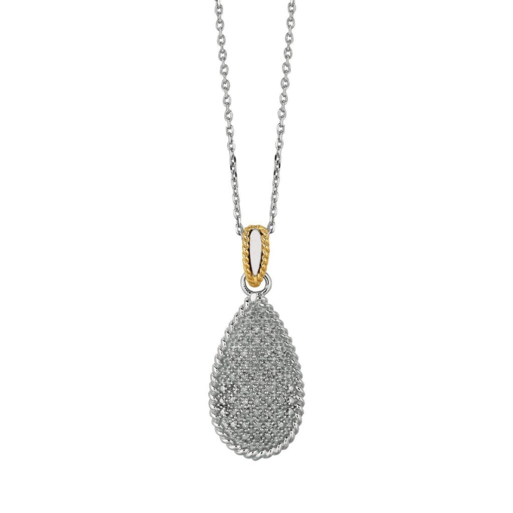 14K Two Tone Gold Tear Drop Necklace - Two-Tone Gold