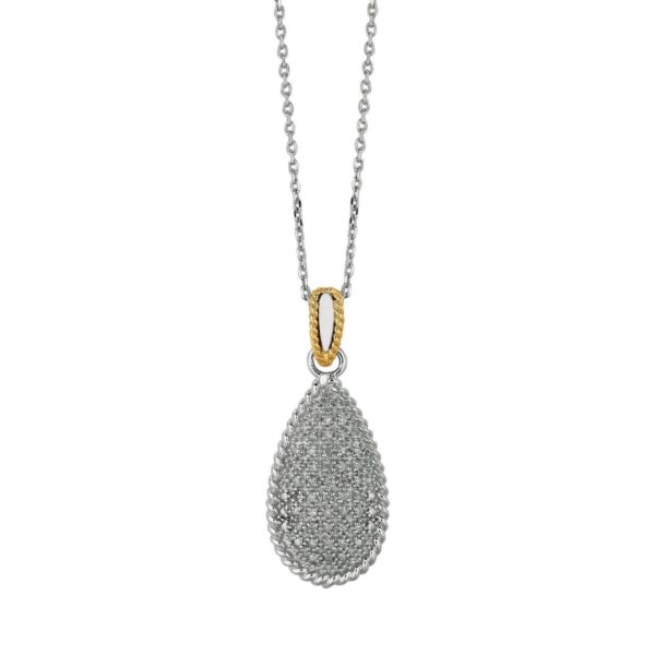 14K Two Tone Gold Tear Drop Necklace - Two-Tone Gold