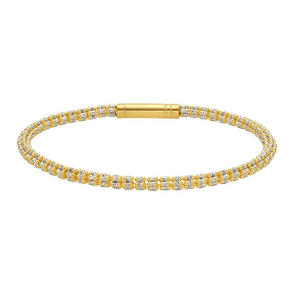 14K Two Tone Gold Diamond Cut Bead Chain Bracelet (3.30 mm) - Two-Tone Gold